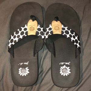 Yellow Box Black and White Polka Dot Flip Flops